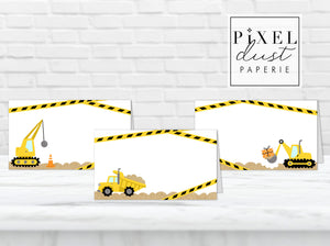 Construction Birthday Party Food Label Tent Cards Printable File