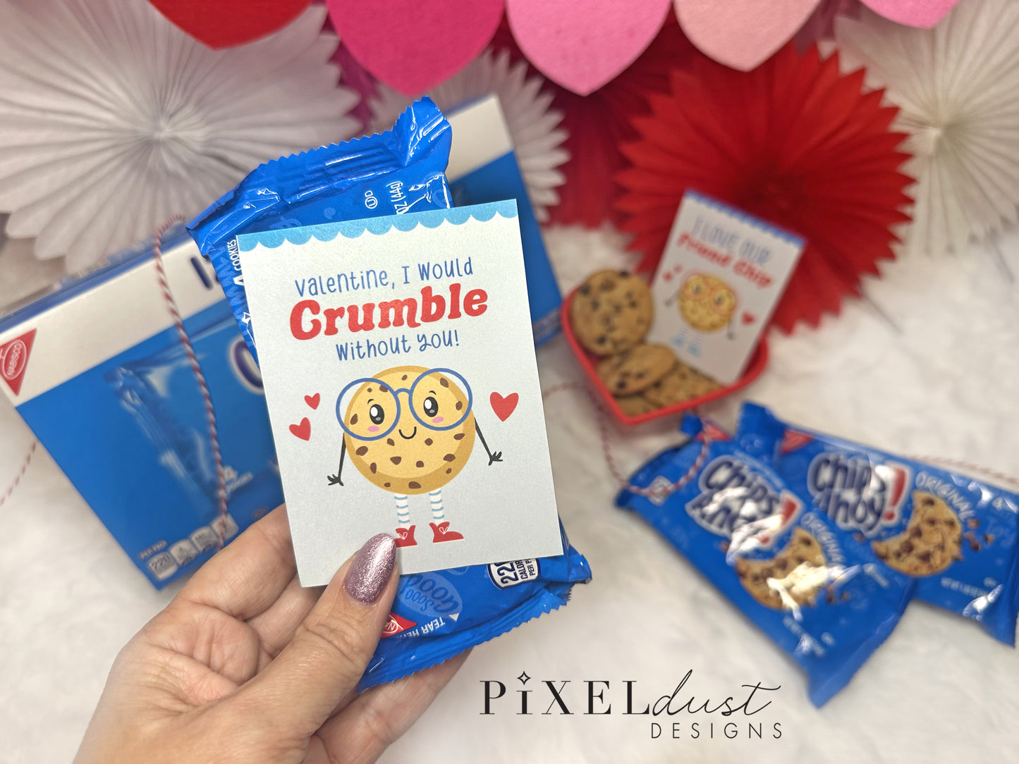 Chocolate Chip Cookie Printable Blue Valentines