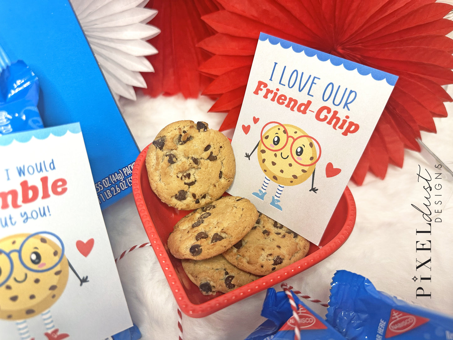 Chocolate Chip Cookie Printable Blue Valentines