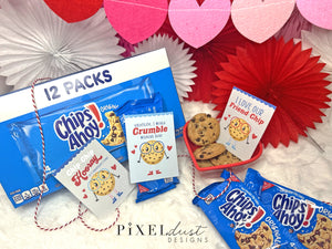 Chocolate Chip Cookie Printable Blue Valentines