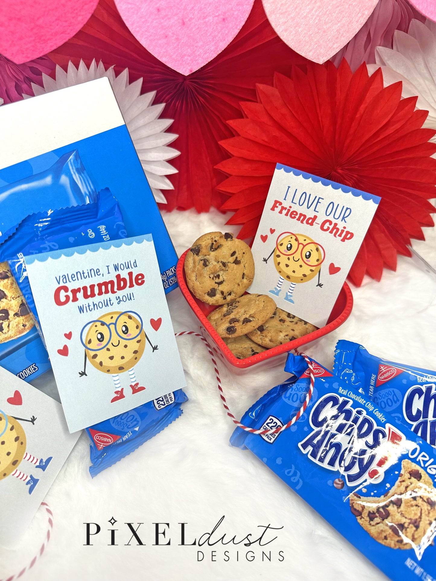 Chocolate Chip Cookie Printable Blue Valentines