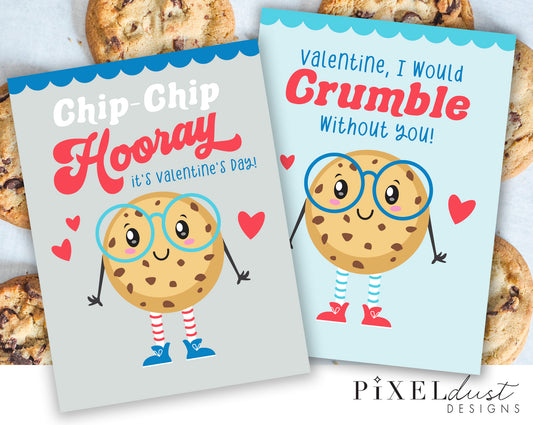 Chocolate Chip Cookie Printable Blue Valentines