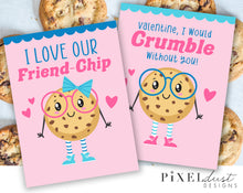 Load image into Gallery viewer, Chocolate Chip Cookie Printable Pink Valentines
