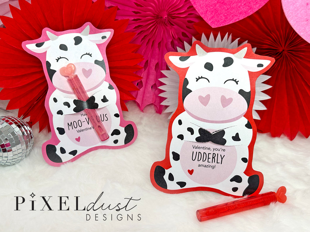 Cute Cow Printable Valentine Treat Holder Cards