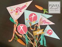 Load image into Gallery viewer, Printable He is Risen Easter Pennant Flag Set
