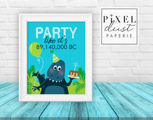 Dinosaur Birthday Party Sign, 8x10 Printable Sign