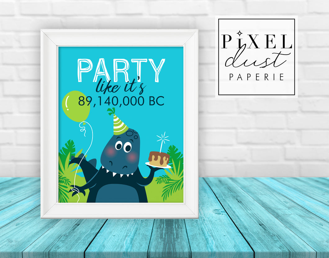 Dinosaur Birthday Party Sign, 8x10 Printable Sign
