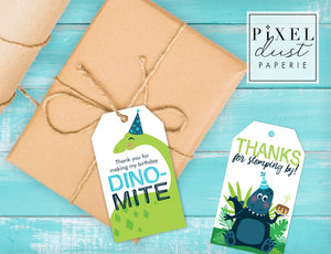 Dinosaur Birthday Party Favor Thank You Tags Printable File