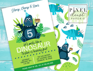 Dinosaur Birthday Party Printable Digital Invitation File