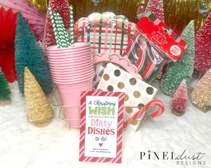Paper Plate Gift Basket - Less Dishes Printable Christmas Gift Tags
