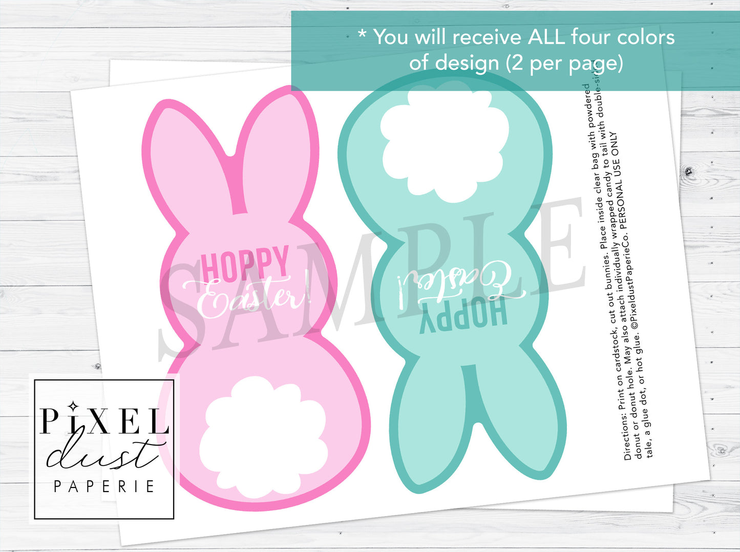 Easter Bunny Donut Tail Printable Treat Cards