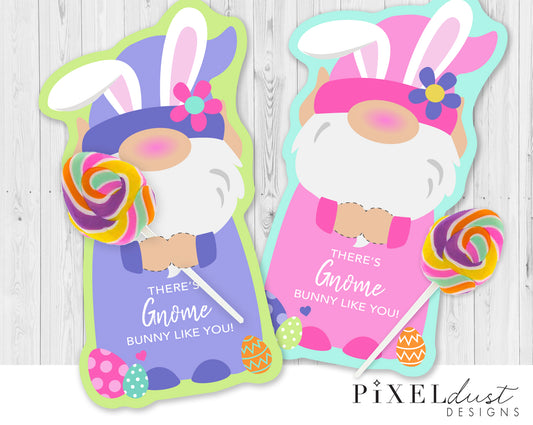 Easter Gnome Treat Holder Printable Card