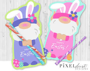 Easter Gnome Treat Holder Printable Card