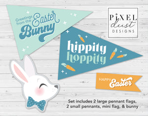 Greetings from the Easter Bunny Pennant Flag Set