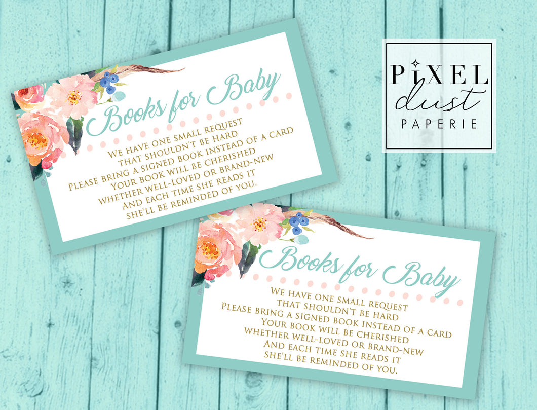 Tickled Pink Flamingo Baby Shower, Books for Baby Insert Card Printable File