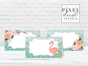 Pink Flamingo Party Food Tent Cards Printable File