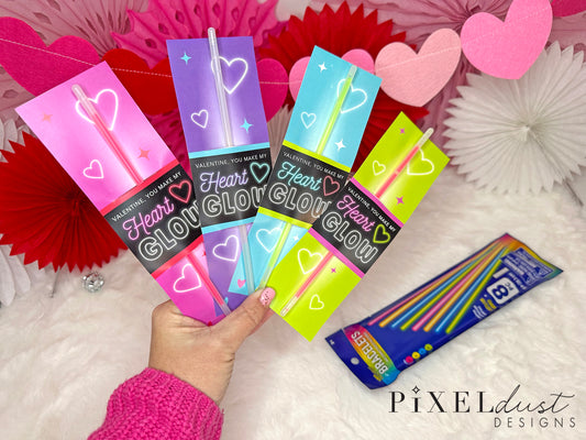 Neon Glow Stick Bracelet Printable Valentine Cards