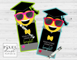 Emoji Sunglasses Graduation Card Money Holder Printable