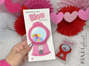 Bubblegum Machine Bubble Tape Bubble Gum Printable Valentines