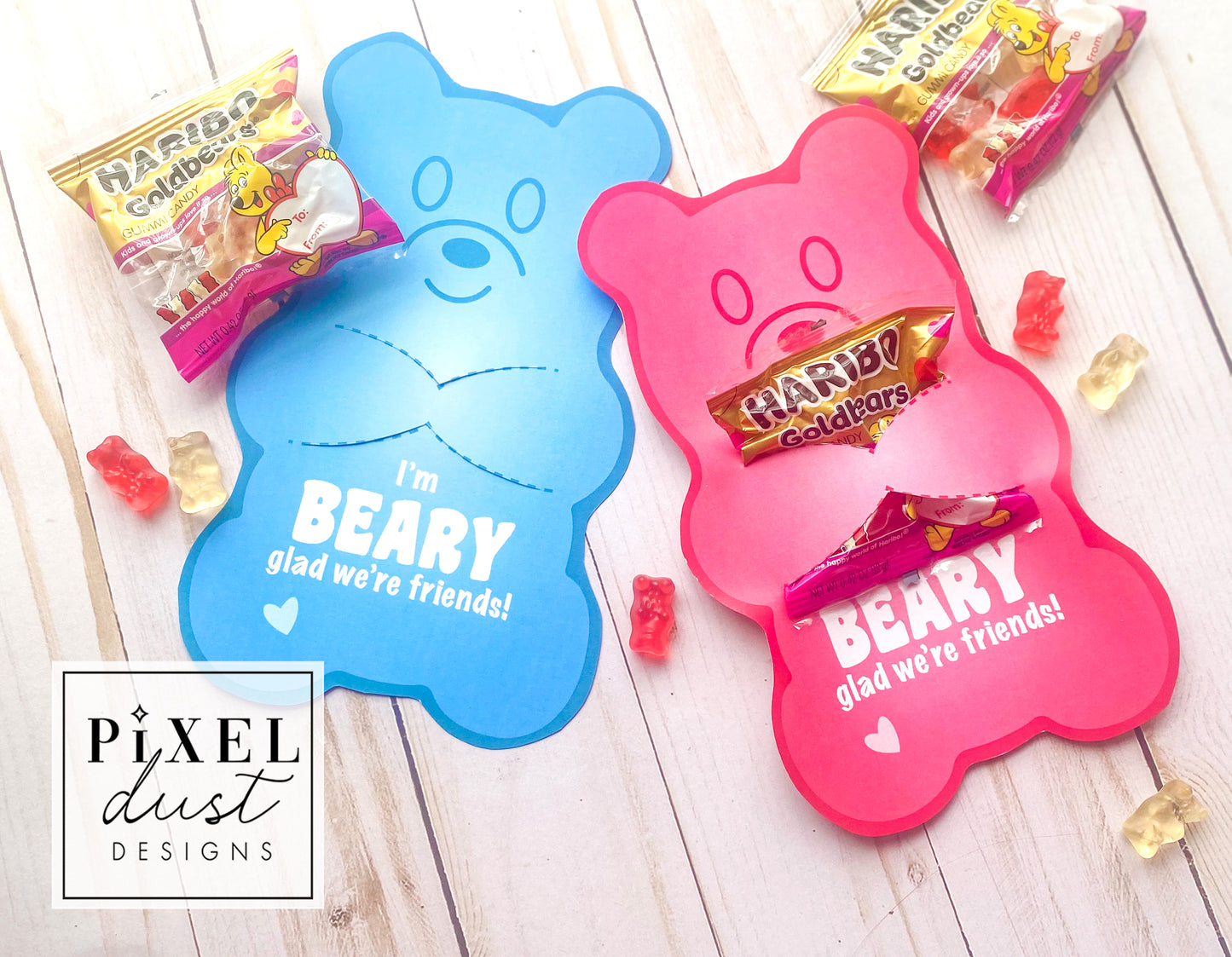 Gummy Bear Printable Valentine Treat Holder Cards