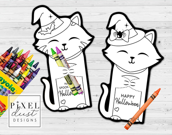 Halloween Crayon Holder Printable Coloring Activity Sheet Cards ...