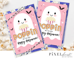 Cute Ghost Popcorn Halloween Cards Printable