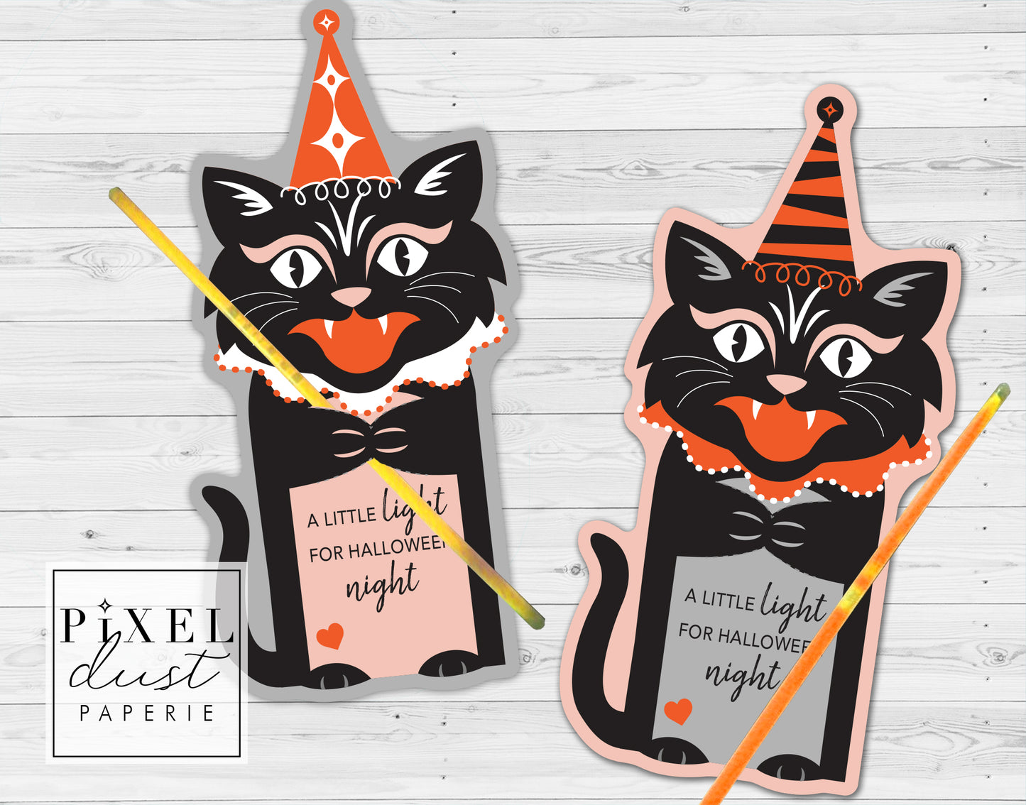 Retro Cat Halloween Treat Holder Printable Card