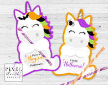 Load image into Gallery viewer, Halloween Unicorn Treat Holder Printable Card
