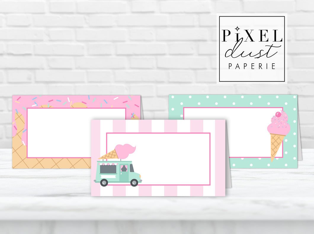 Ice Cream Truck Birthday Party Food Tent Cards Printable File