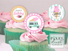 Load image into Gallery viewer, Ice Cream Truck Birthday Party Printable Cupcake Toppers / Picks
