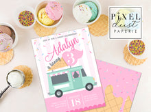 Load image into Gallery viewer, Ice Cream Truck Birthday Invitation Printable File

