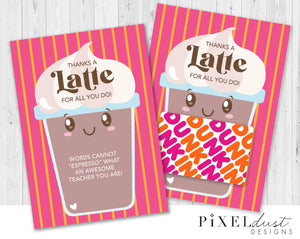 Thanks a Latte Teacher Appreciation Coffee Gift Card Holder - Pink