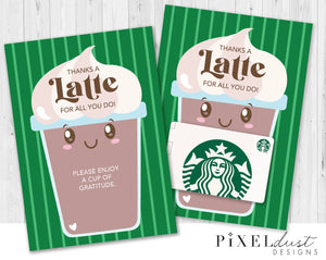 Thanks a Latte Coffee Gift Card Holder - Thank You Card