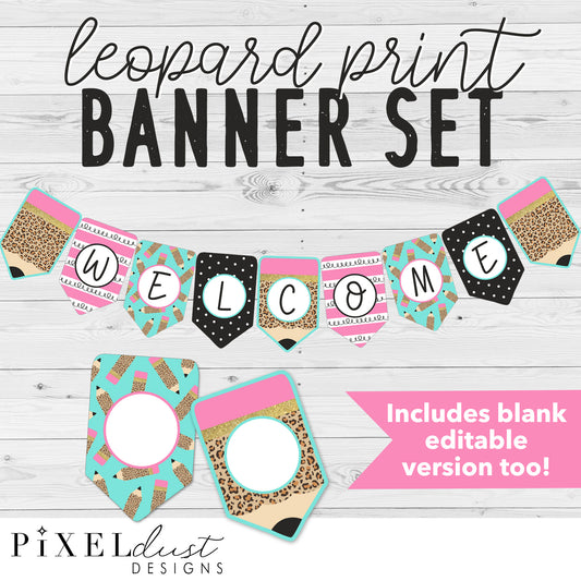 Leopard Print Classroom Banner Set