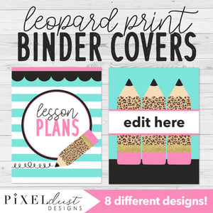 Leopard Print Editable Binder Covers and Spines