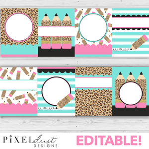Leopard Print Editable Binder Covers and Spines