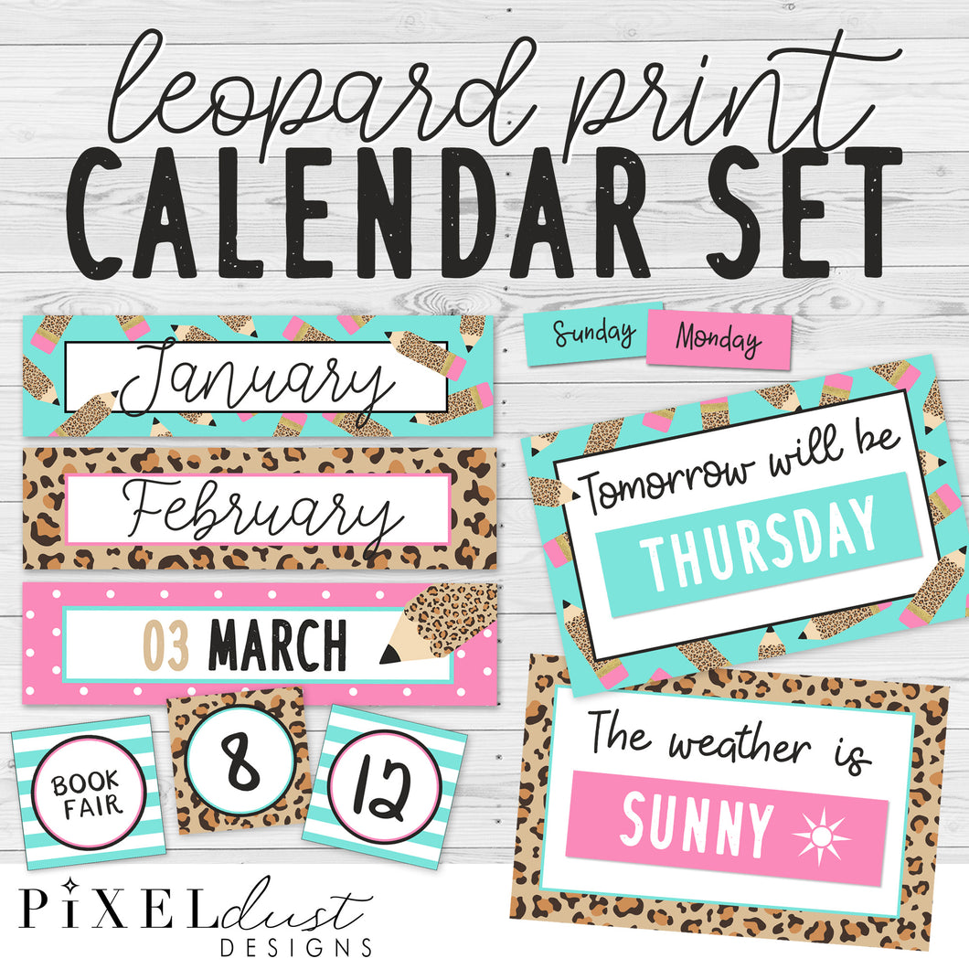 Leopard Print Classroom Calendar Set