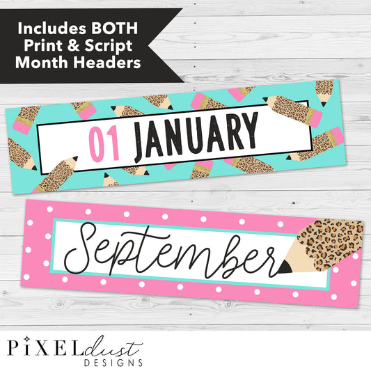 Leopard Print Classroom Calendar Set