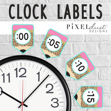 Load image into Gallery viewer, Leopard Print Clock Labels, Clock Numbers Classroom Decor
