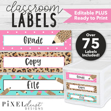 Load image into Gallery viewer, Leopard Print, Editable Sterilite Drawer Classroom Labels
