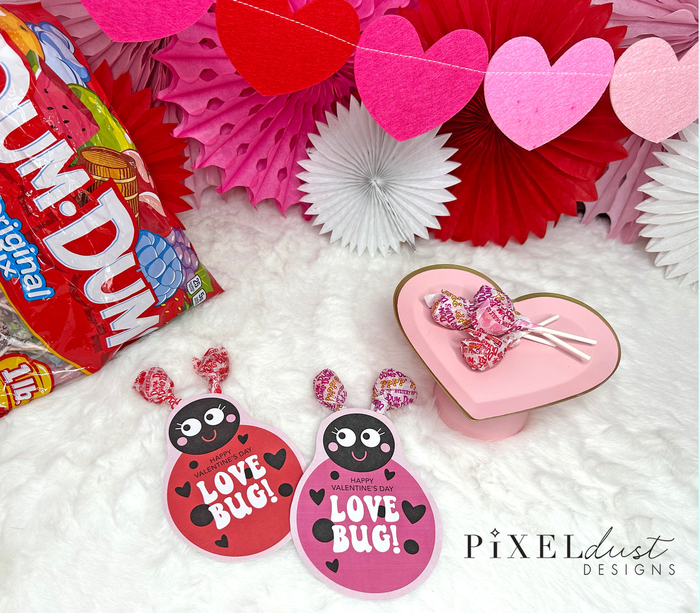 Love Bug Lollipop Printable Valentine Cards