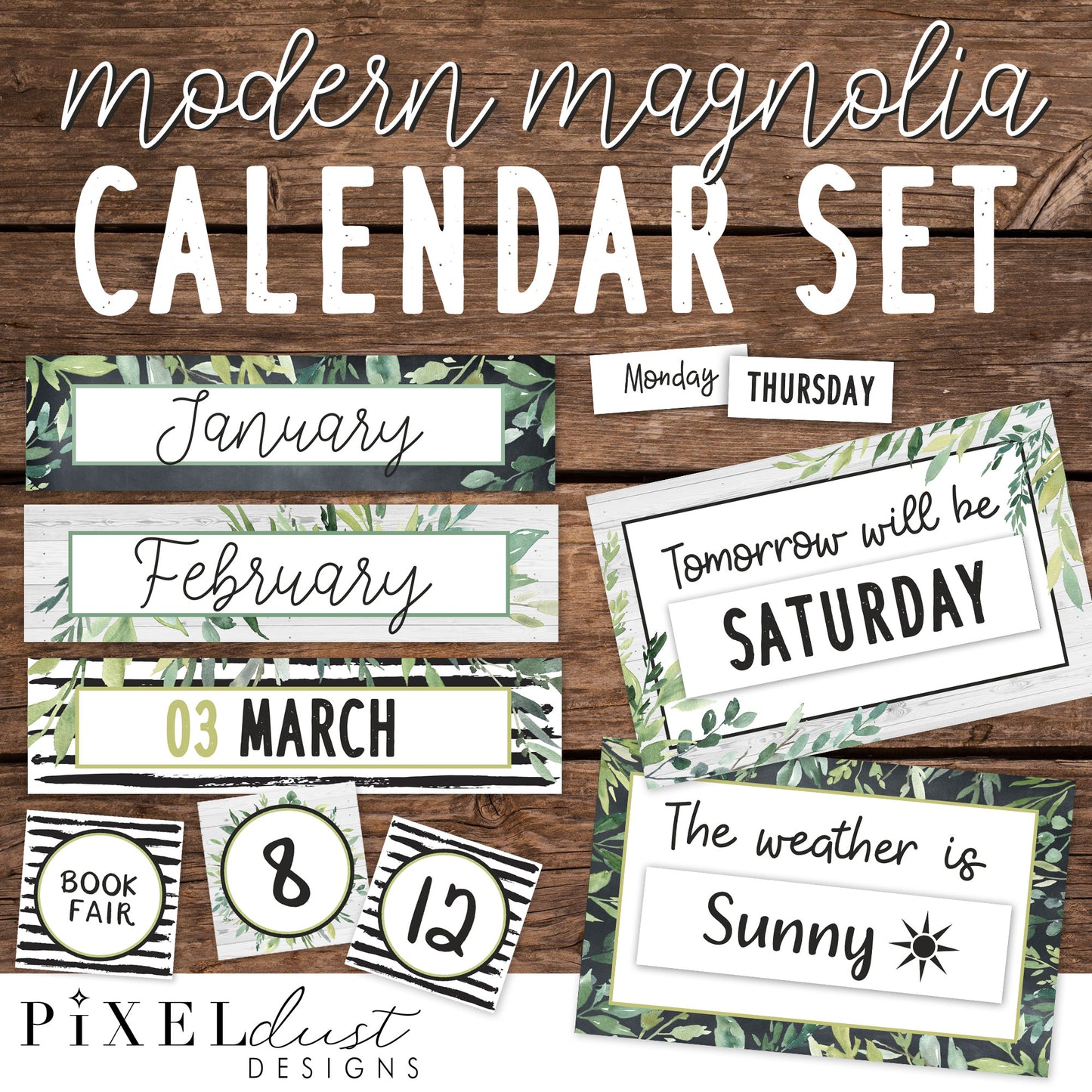 Magnolia Farmhouse Calendar Set | Weather Kit | Classroom Decor