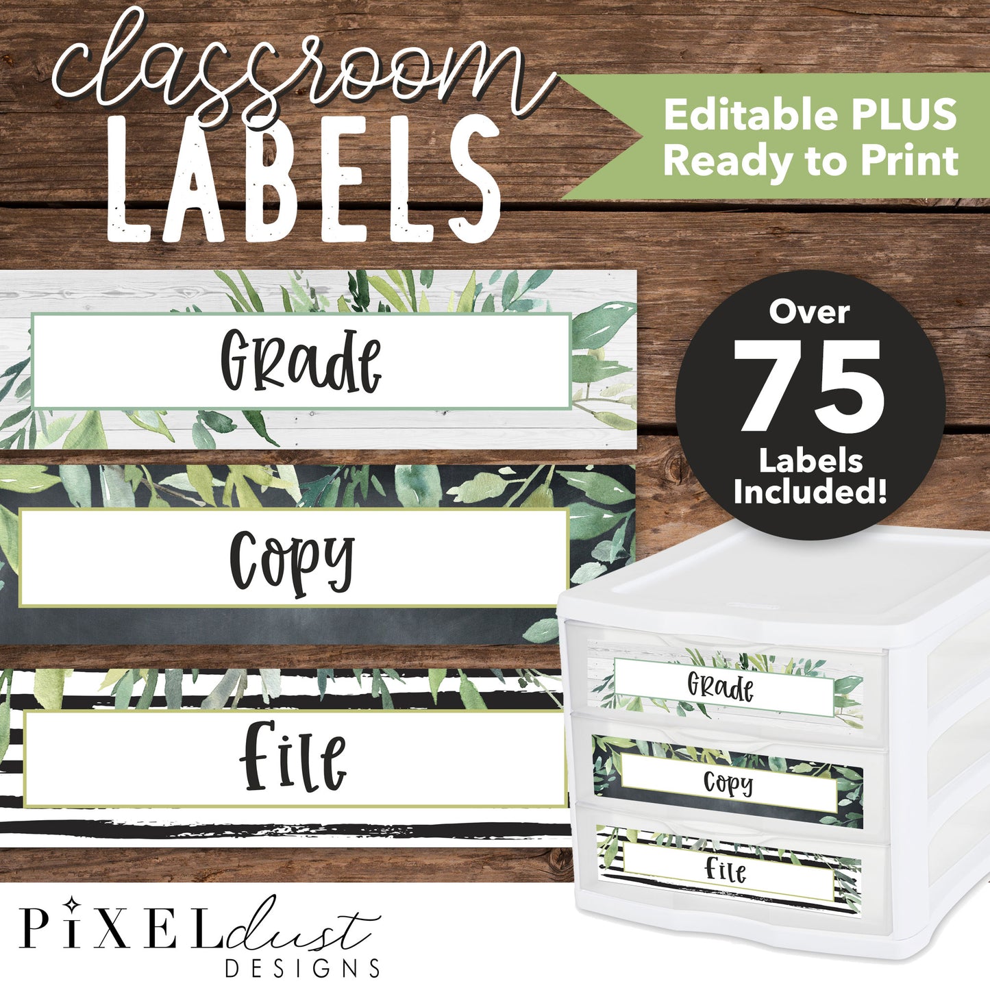 Magnolia Farmhouse, Editable Sterilite Drawer Classroom Labels