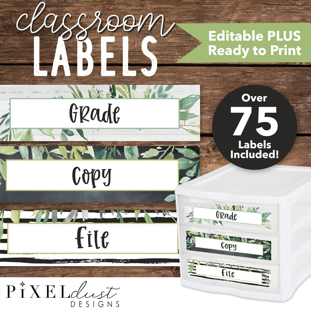 Magnolia Farmhouse, Editable Sterilite Drawer Classroom Labels