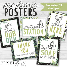 Load image into Gallery viewer, Farmhouse COVID Poster Set, Health and Hygiene, Hand Sanitizer Station Posters
