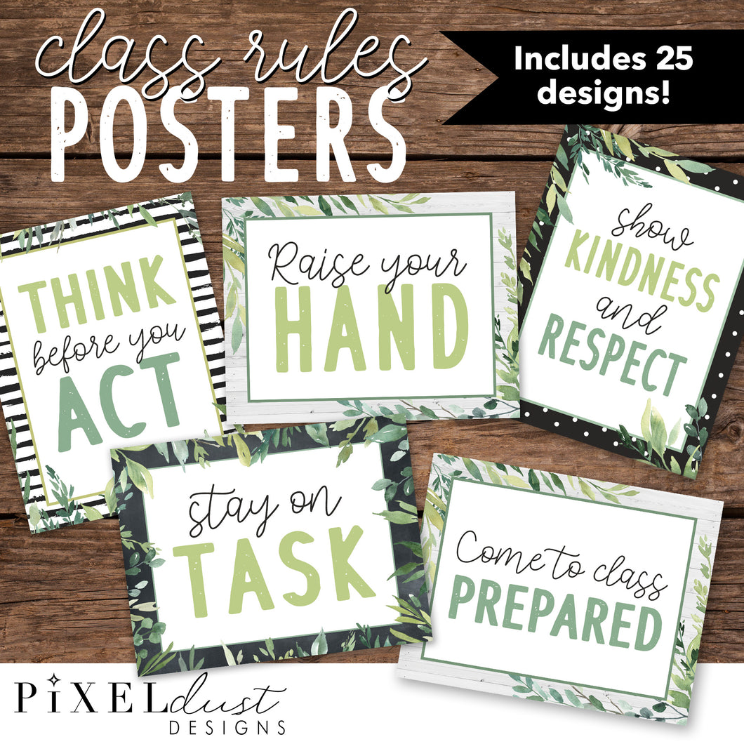Magnolia Farmhouse Classroom Rules Posters, Class Expectations