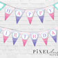 Mermaid 'Happy Birthday' Printable Birthday Party Pennant Banner