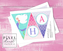 Load image into Gallery viewer, Mermaid &#39;Happy Birthday&#39; Printable Birthday Party Pennant Banner
