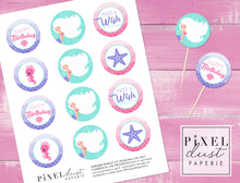 Load image into Gallery viewer, Mermaid Birthday Party Printable Cupcake Toppers / Picks
