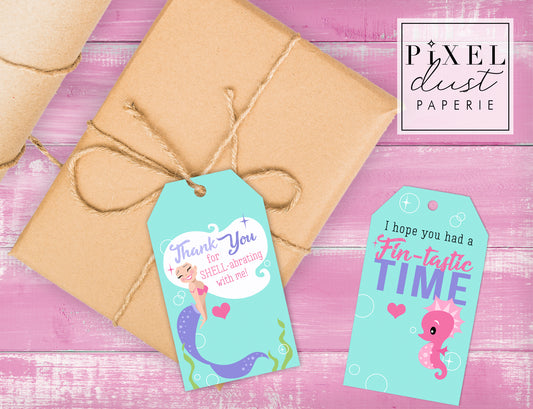 Mermaid Birthday Party Favor Thank You Tags Printable File